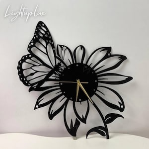 Butterfly Oversized Wall Clock | Flower Metal Clock For Wall | Custom Modern Floral Butterfly Clocks for Home Decor | Gift For Mom