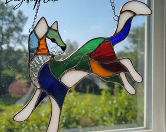 Colorful Cat Stained Glass Suncatcher, Handmade Rainbow Glass Cat Window Hanging, Vibrant Animal Lover Gift and Home Decor