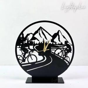 Personalized Cycling Table Office Metal Clock | Custom Tabletop Clock Decor | Corporate Gift | Bicycle Metal Clock For Desk | Gift for Biker