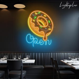Donut Led Sign | Custom Sweet Donuts Sign | Coffee Bar Neon Light | Open Donut Store Decor | Dessert Shop Wall Art | Cake Party Decor