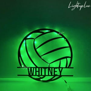 Personalized Volleyball Metal Wall Art Led Light | Custom Volleyball Player Name Sign Wall Decor| Volleyball Metal Decor | Volleyball Sign
