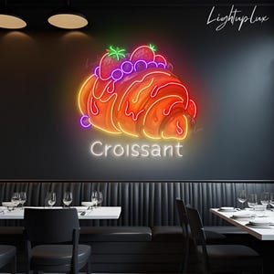 Croissant Neon Sign | Bakery Led Sign | Custom Led Light For Bakery Coffee Shop | Croissant Store Wall Decor | French Pastry Wall Art