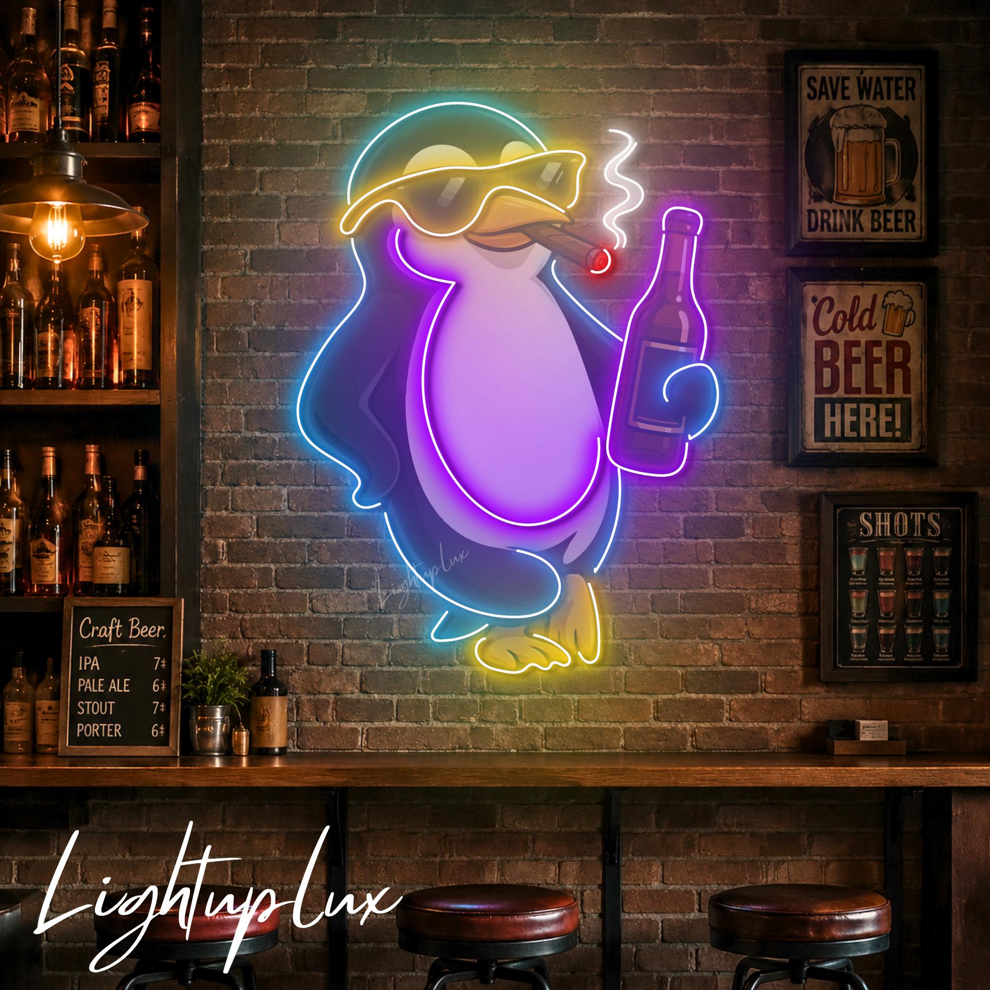 ペンギンズバー　ネオン　ライト Penguin Neon Bar Light - Etsy
