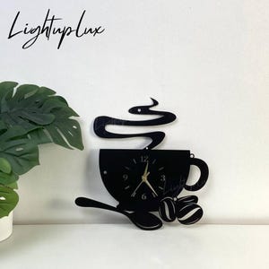 Orologio da parete a forma di tazza da caffè / Orologio da parete unico per l'arredamento della casa e le arti murali / Orologio da parete a forma di tazza da caffè per l'arredamento di caffetterie / Regali per gli amanti del caffè