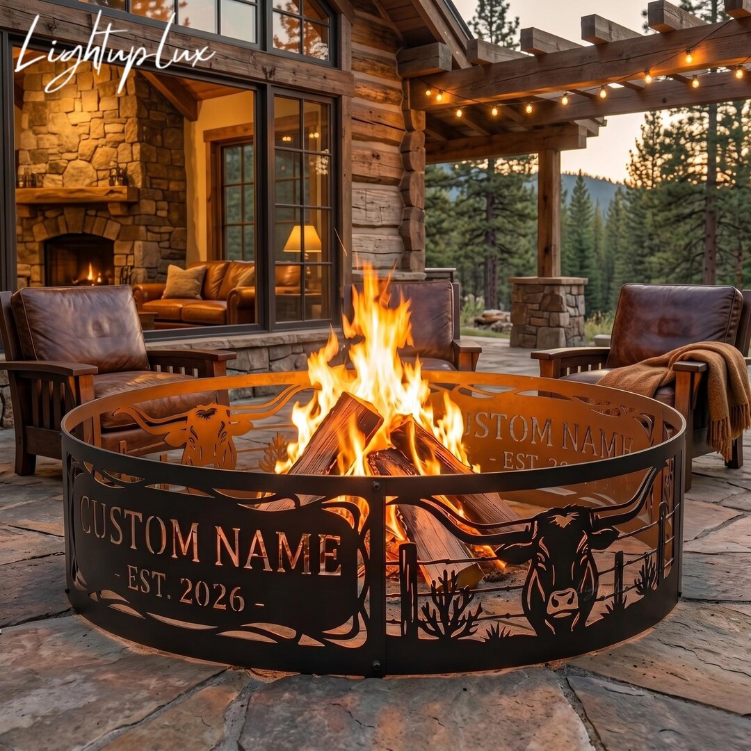 Personalized Desert Fire Ring, Custom Western Metal Fire Pit, Cowboy ...