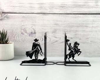 Benutzerdefinierte Western Cowboy Reitpferd Metall Stahl Buchhalter, Cowboy Metall Buchstütze, Buchstützen, Einzigartige Buchständer Metall Schreibtischdekoration