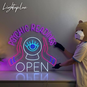 Psychic Reading Neon Sign | LED Light for Tarot Reader Room | Open Psychic Reader Shop Sign | Fortune Teller Gift, Store Wall Art Decor