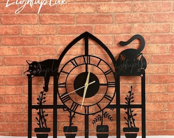 Reloj de pared de metal con diseño de gato, redondo, personalizado, ideal para decoración de spa, regalo para mamá