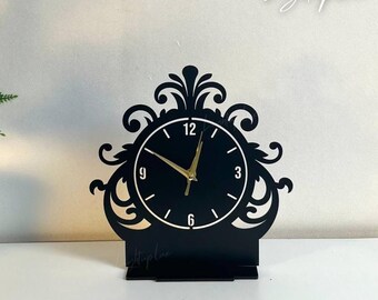 Flower Table Clock | Metal Clock for Office Desk Decor | Personalized Morden Tabletop Clock | Unique Gift For Mom | Corporate Gifts