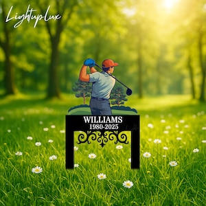 Personalized Golfer Memorial Metal Stake | Custom Golfer Name Sign Outdoor Stake | Golfer Remembrance Garden Sign | Cemetery Plaque