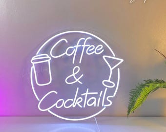 Coffee & Cocktails Neon Sign | LED Wall Light for Bar Pub Restaurant | Coffee Shop Decor | Cocktail Lounge Wall Art | Cafe Corner Sign