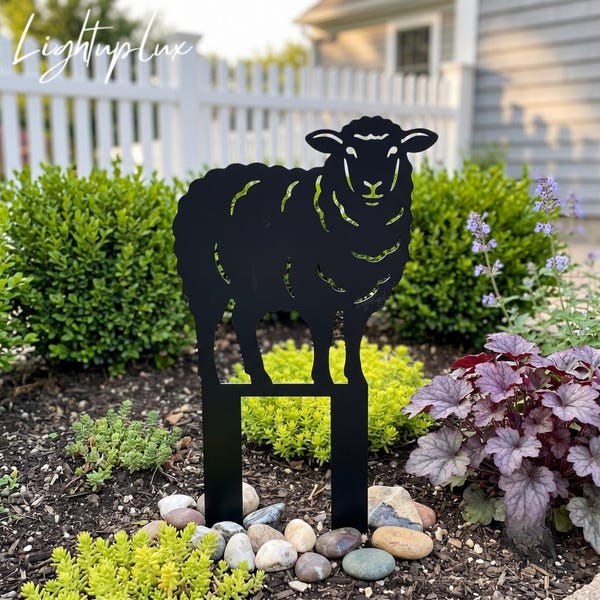 Sheep Garden Stake, Farm Animal Metal Decor, Country Style Yard Art