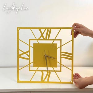 Square Metal Wall Clock | Roman Numerals Wall Clock | Unique Clocks for Modern Living Home Decor and Wall Arts | Personalized Office Decor