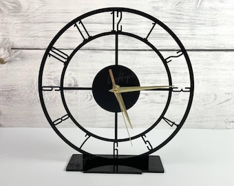 Metal Table Clock | Personalized Modern Tabletop Clock for Office | Classic Desk Morden Clock | Bookshelf Decor | Corporate Gifts