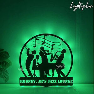Personalized Jazz Band Metal Wall Art Led Light | Custom Music Band Name Sign Wall Decor| Jazz Decor | Jazz Band Sign