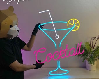 Cocktail Led Light | Cocktails Home Bar Neon Sign | Custom Neon Light | Bar Pub Wall Art Decor | Man Cave Decor | Cocktail Lover Gifts