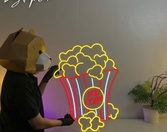 Popcorn Led Neon Light | Personalized Cinema Food Bar Neon Sign | Movie Theater Wall Decor | Film Room Wall Art | Popcorn Lover Gift