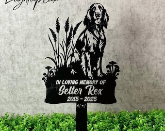 Personalisierte englische Setter Hund Gedenkpfahl | Benutzerdefinierte Haustier Grabstein | Metall Garten Tribute Plaque | Friedhofspfahl |  Hund Verlust Geschenk