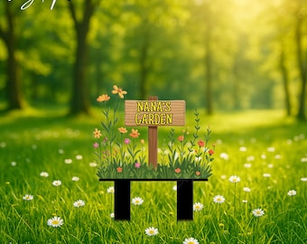 Personalized Flowers Metal Stake Decor | Custom Outdoor Grandma's Garden Metal Stakes | Flowers Metal Yard Sign With Stake | Gardener Gift