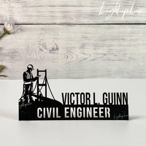 Personalized Civil Engineer Wooden Desk Name Plate | Custom Civil Engineer Metal Nameplate For Desk | Civil Engineer Desk Office Decor