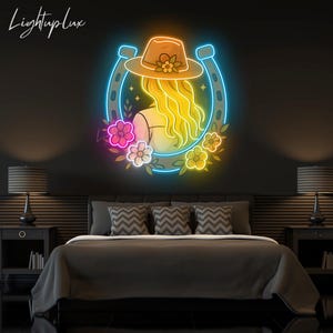 Cowgirl Neon Sign | Western Cowgirl Room Decor | Country Bar Wall Art | Cowboy Girl Led Light | Bedroom Home Wall Decoration | Gift For Her