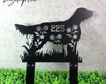Individueller Englisch Setter Hund Erinnerungsmetallpfahl | Personalisierte Haustier Grabstein | Gedenktafel für Hundeverlust | Haustier-Memorial-Geschenk