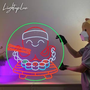 Sushi Octopus Neon Light | Japanese Sushi Restaurant Wall Decor | Custom Neon Sign | Sushi Store Led Light Wall Art | Sushi Lover Gifts