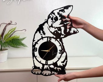 Reloj de pared de metal con diseño de gato, moderno y único para amantes de los gatos, reloj de pared personalizado para tienda de gatos, reloj de pared de metal para clínica felina.