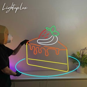 Strawberry Cheesecake Led Light | Custom Neon Sign | Birthday Cake Store Wall Decor | Open Bakery Shop Wall Art | Dessert Shop Welcome Sign
