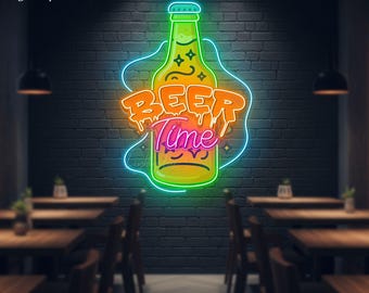 Beer Neon Sign | Beer Cave Light Up Sign | Custom Led Light | Bar Club Wall Art | Man Cave Decor | Home Pub Led Light | Drinking Lover Gifts