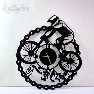 Mountain Bike Wall Clock Decoration | Large Wall Clock for Home Decor and Wall Arts | Personalized Biker Metal Sign | Bicycle Lover Gift