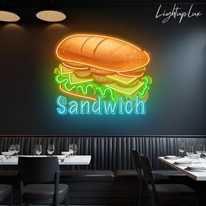 Sandwiches Neon Sign | Custom Food Led Light | Sandwiches Restaurant Wall Decor | Fast Food Store Welcome Sign | Kitchen Wall Art
