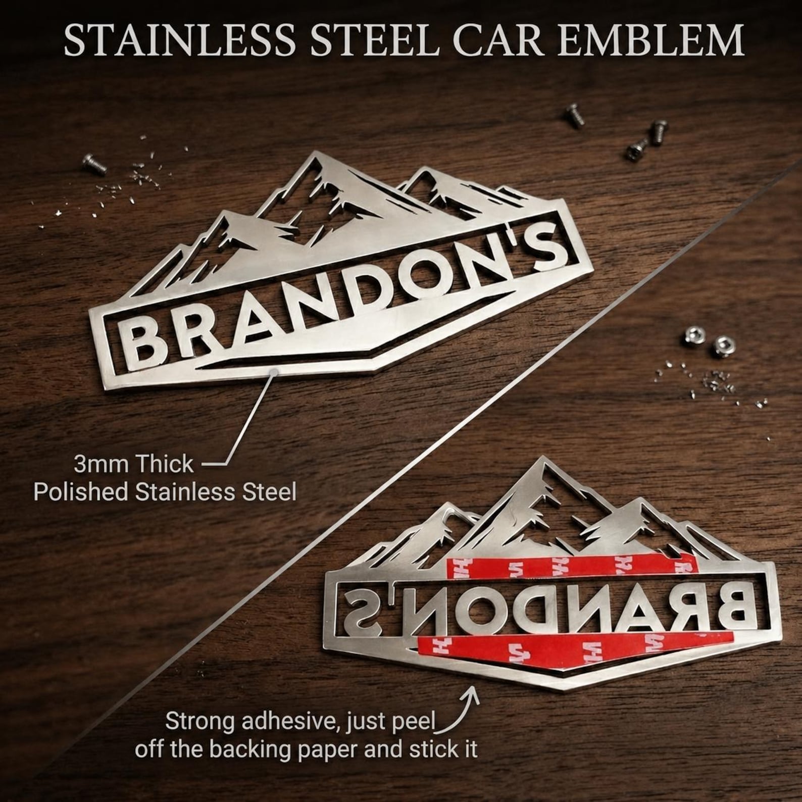 Custom Name Car Emblem, Personalized Metal Auto Badge, Script Letter ...