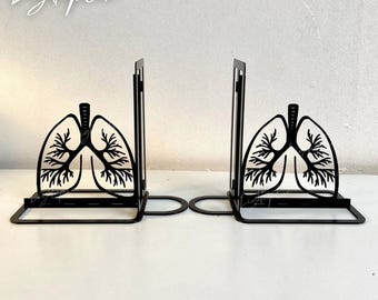 Custom Lung Bookends | Personalized Anatomy Metal Book Stand | Unique Book Holder For Doctor Office Shelf Decor | Metal Book Stopper
