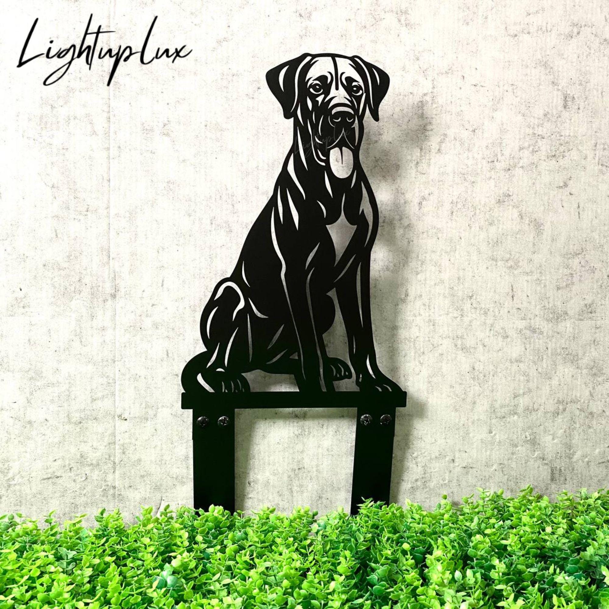Personalized Great Dane Dog Garden Stake, Metal Yard Art Memorial