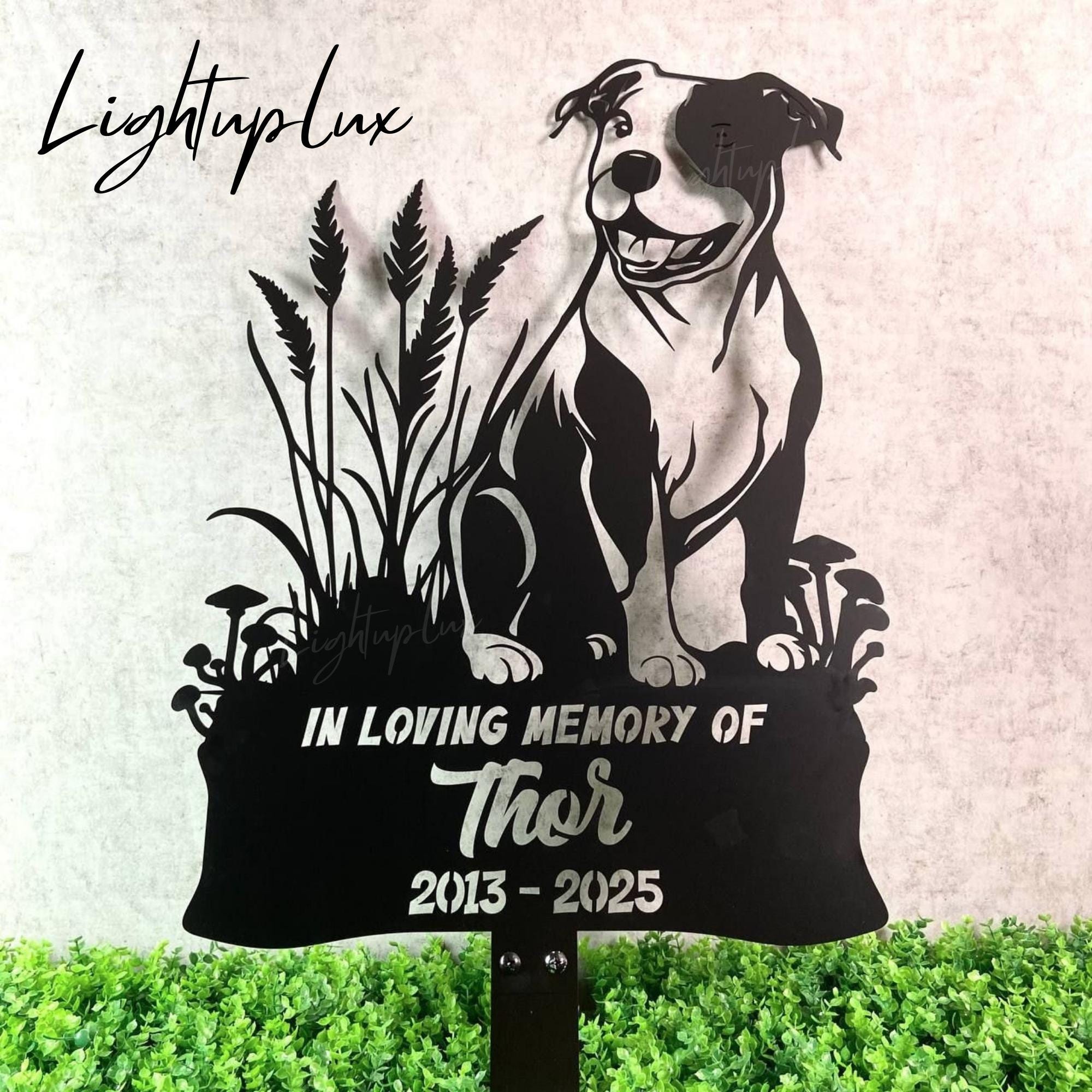 Custom American Pitbull Dog Memorial Metal Stake Personalized