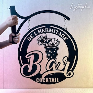 Personalized Bar Hanging Sign | Custom Metal Cocktail Bar Blade Sign | Wine Bar Wall Art | Outdoor Pub Club Decor | Storefront Signage