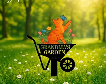 Estaca de metal con diseño floral de gato personalizada para jardín / Letrero de gato personalizado con estaca / Letrero de metal con diseño de gato para jardín / Regalo para amantes de los gatos / Decoración para exteriores
