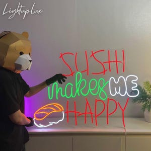 Sushi Led Neon Sign | Japanese Cuisine Store Wall Art | Sushi Bar Light Art | Custom Kitchen Led Light | Japan Restaurant Wall Decor