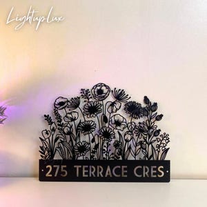 Custom Flower Metal House Number Sign | Personalized Floral Metal Address Plaque | Flower Address Sign | Outdoor House Number Sign