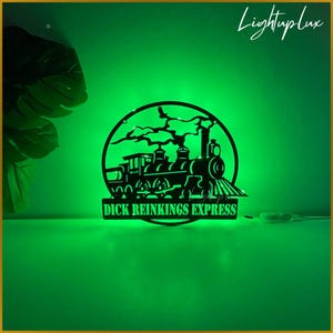 Personalized train Metal Wall Art | Custom Railroad Retro Man Cave Train Name Led Sign | Laser Cut Wall Decor | Train Driver Gift