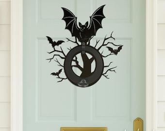 Bat Door Knocker | Metal Bat Knocker for Front Door | Spooky Home Decor | Unique Halloween Gift | Door Accessory | Gift for Bat Lovers
