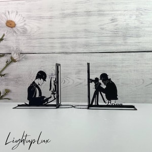 Sujetalibros metálico personalizado de agrimensor, sujetalibros de agrimensor, sujetalibros metálico personalizado con nombre de ingeniero civil, idea única para sujetalibros, regalos