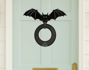 Metal Bat Door Knocker | Bat Front Door Decor | Personalized Door Knocker for Halloween | Spooky Outdoor Home Art | Unique New Home Gift