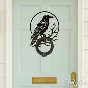 Black Raven Door Knocker | Crow Front Door Decor | Halloween Metal Knocker | Spooky Door Accent | Halloween Gift | Outdoor Home Decor