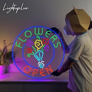 Flowers Shop Open Neon Sign | Flower Shop Led Light | Floral Neon Light | Custom Flower Shop Sign | Flower Shop Wall Art | Florist Gift