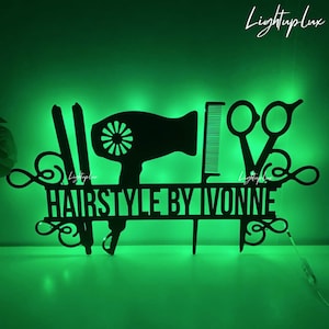 Personalized Hair Salon Metal Wall Art Led Light | Custom Hair Stylist Name Sign Wall Decor| Hair Salon Decor | Hair Salon Wall Art