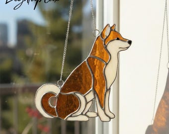 フェイクステンドグラス 柴犬 アクリルサンキャッチャー - Etsy 日本