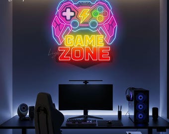 Game Led Light | Game Zone Neon Sign | Neon Light for Gamer Room Wall Art | Gaming Club Light Up Sign | Man Cave Decor | Gift For Him