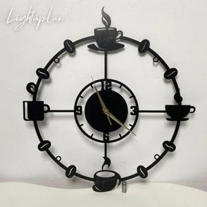 Coffee Large Metal Wall Clock | Unique Clock For Home Wall Art | Personalized Modern Clock For Coffee Shop Decor | Cafe Lover Gifts